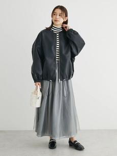 ・ELENCARE DUE 合皮ノーカラーブルゾン ・ELENCARE DUE 合皮ノーカラーブルゾン